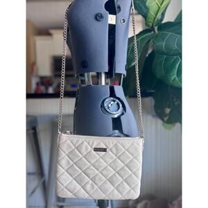 Kate Spade Quilted Cream Leather Wristlet with Chain Strap